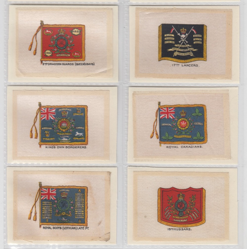 Tobacco silks, Phillip's, Regimental Colours & Crests, 'M' size, anon, (set, 120 silks) (gd)