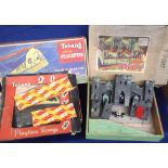 Toys, Tri-ang boxed selection, 'Y' Fort, Electric Pylon Helicopter, Playtime Range cowboy outfit,