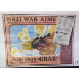 Ephemera, P. Jones collection, WW2 propaganda poster, 'Nazi War Aims Grab! Grab!! Grab!!!' (approx