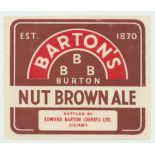 Beer label, Edward Barton (Derby) Ltd, BBB Burton Nut Brown Ale, horizontal rectangular, (sl hinge