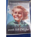 Poster, National Savings Poster, circa 1950, with artist image of young girl with the slogan '