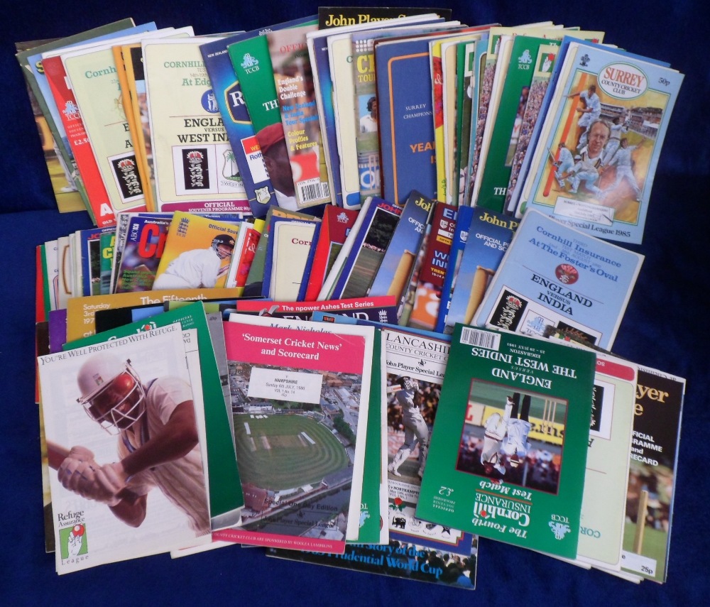 Cricket, a collection of 130+ programmes, brochures, Tour Guides etc, 1970's onwards incl. Tests,