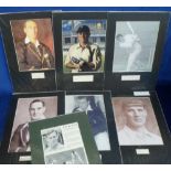 Cricket autographs, a collection of 7 reproduction card mounted prints bearing original autograph