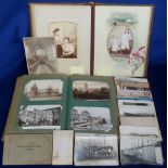 Postcards, 2 vintage albums, one containing approx 180 cards and a few loose, mostly views of