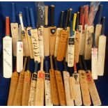 Cricket autographs, a collection of 35+ mini cricket bats, mostly 1980's onwards, a few earlier, the