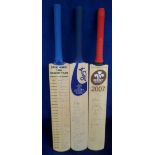 Cricket autographs, Surrey CCC, 3 bats, 2007, David Ward Benefit Year 1996 and one undated, all with