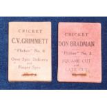 Cricket, a pair of advertising flicker books, Don Bradman no 2, with H Wiles Ltd Manchester advert