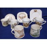 Ceramics, Military & Royalty, 2 Royal Daulton Victory and Peace mugs 1919 one green glaze (gd),