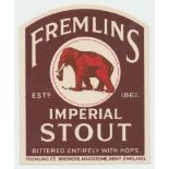 Beer label, Fremlins, Maidstone, Imperial Stout, 88mm high, tombstone, (vg) (1)