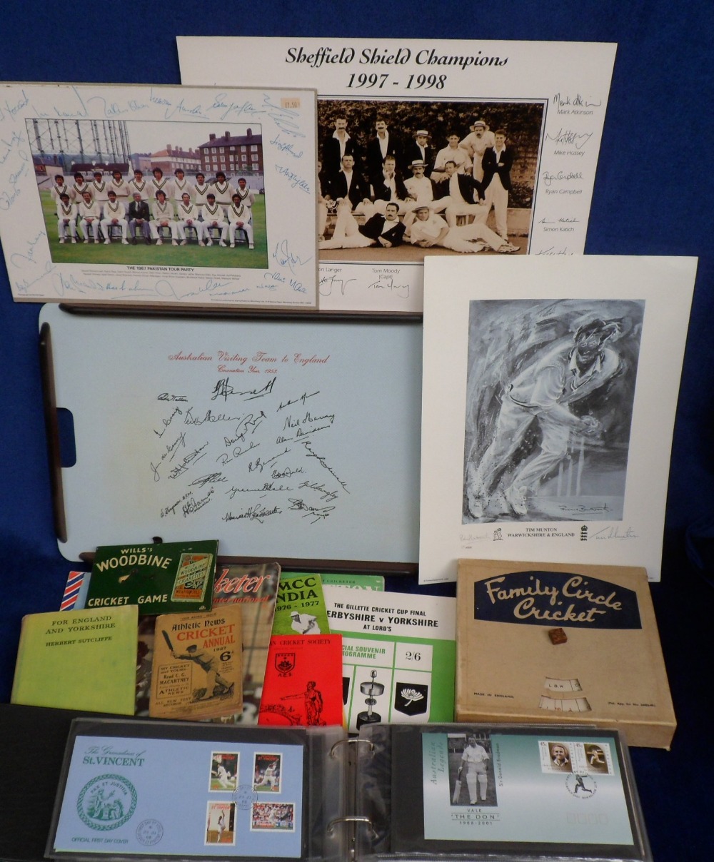 Cricket, a large selection of membership cards, press photos, signed items, vintage games, books,