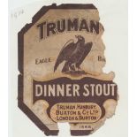 Beer label, Truman, Hanbury, Buxton & Co Limited, Dinner Stout, hexagon, c.1914 (worn, pieces