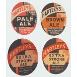 Beer labels, Hartley's, Ulverston, Extra Strong Ale (2 different) (gd/vg) & smaller, 63mm, Brown Ale