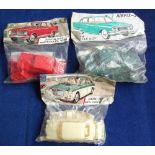 Kits, Airfix bagged car kits, MG 1100 Saloon, Vauxhall Viva, Ford Zodiac Mk III, in original