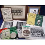 Cricket, mixed selection, various ages, inc. framed and glazed Australian Test Team supplement