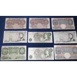 Banknotes, English note selection, two consecutive £1 notes J80E 561288/9 (Peppiatt), two ten