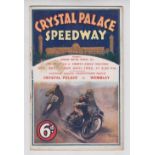 Speedway programme, Crystal Palace v Wembley, 24 September 1932, National League (first season for