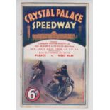 Speedway programme, Crystal Palace v West Ham, 22 July 1933, Daily Mail National Cup match, 150th