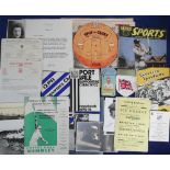 Sport, a varied selection of programmes, booklets, letters, photos, handbooks etc, 1920's onwards,