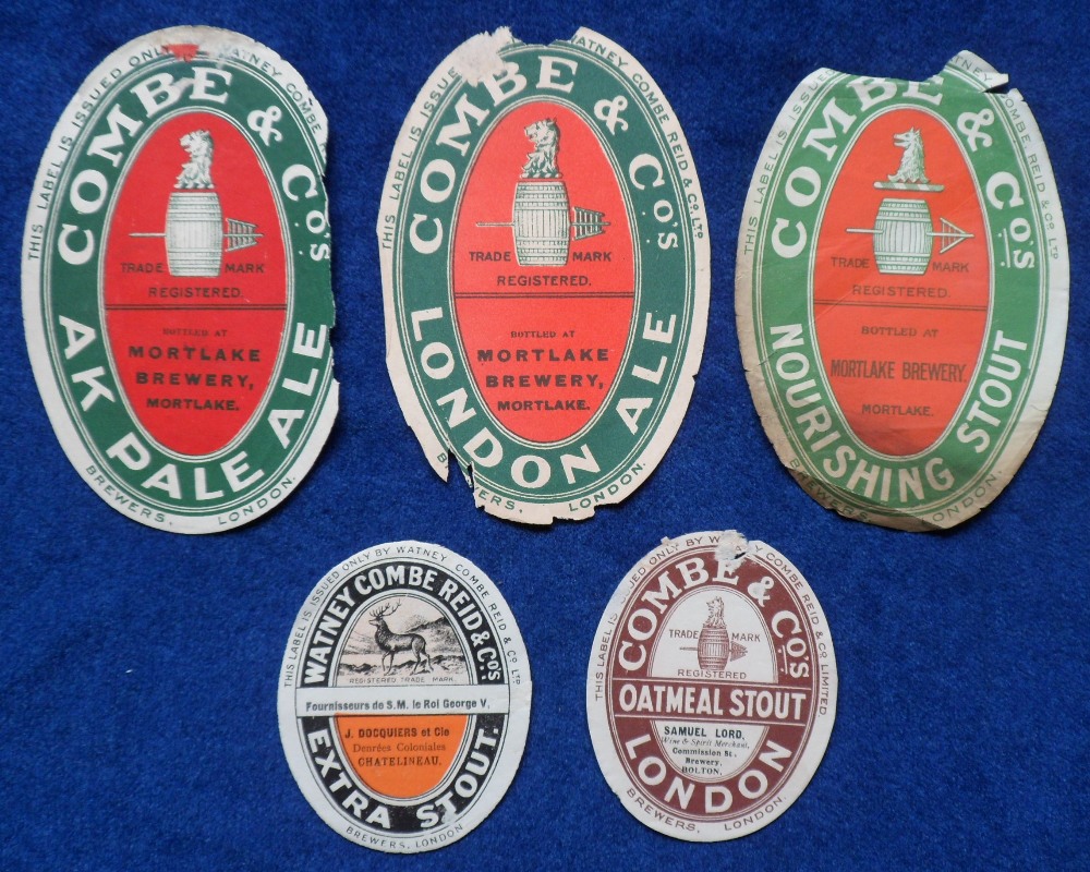 Beer labels, Watney, Combe, Reid & Co Ltd, 5 different v.o's, in 2 sizes, inc scarce AK Pale Ale