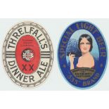 Beer labels, Threlfall's, Liverpool, XX Dinner Ale, v.o (gd/vg) & McEwan/Younger, Lady 333 Brand,