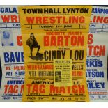 Wrestling, three 1960's wrestling posters from Perranporth, Brixham & Lynton featuring Wolfgang