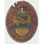 Beer label, Thompson & Son, Walmer Brewery, Kent, Light Dinner Ale, very scarce 76mm v.o, (tatty/