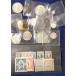 Stamps & Coins, a small collection inc 1837-1897 Queens commemorative charity stamps for Prince of