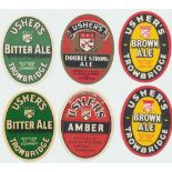 Beer labels, Usher's Wiltshire Brewery, Trowbridge, 6 different, Amber, (1) Brown Ale, (2), Bitter