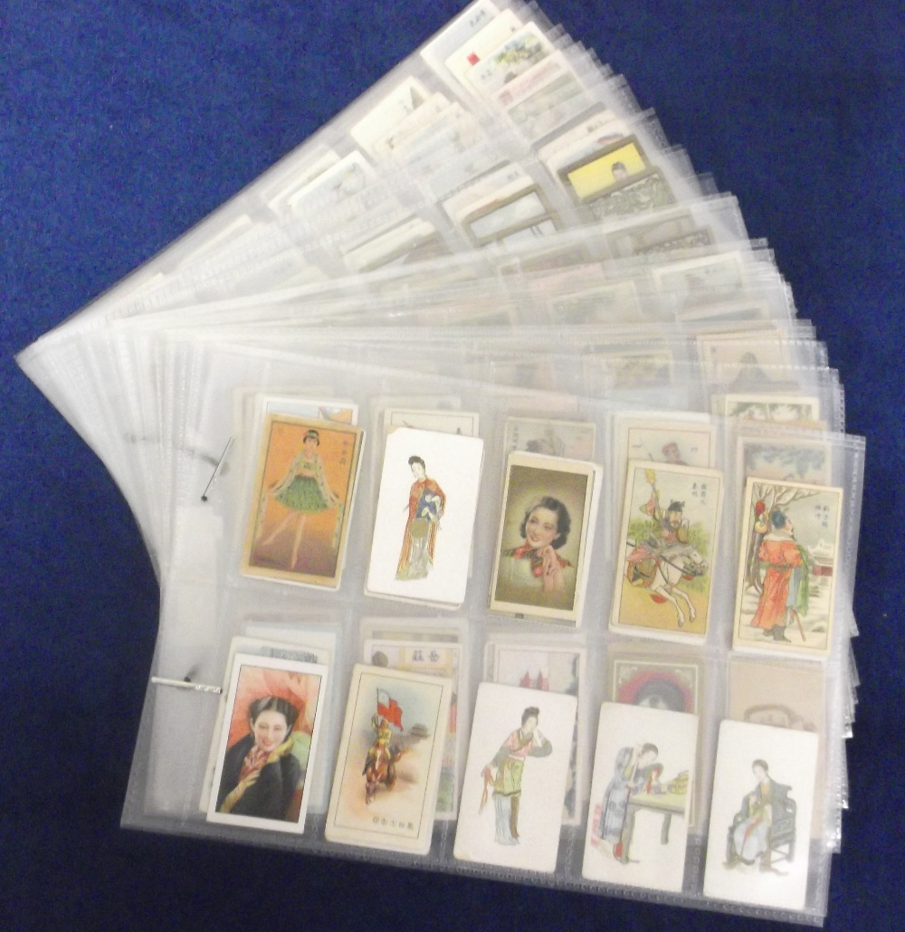 Cigarette cards, accumulation of 340+ Chinese language cards, many different manufacturers & series,