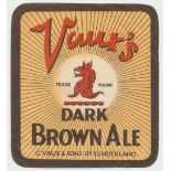 Beer label, C Vaux & Sons Ltd, Sunderland, Dark Brown Ale, vertical rectangular, large 99mm, (gen