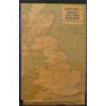 Railwayana, London & North Eastern Railway lacquered map showing the UK & connecting railway