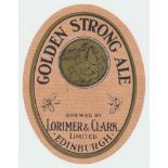 Beer label, Lorimer & Clark's, Edinburgh, Golden Strong Ale, v.o, 81mm high, (vg) (1)