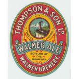 Beer label, Thompson & Son, Walmer Brewery, Kent, Walmer Ale, picturing thin Lighthouse (vg) v.o, (