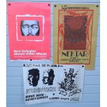 Music memorabilia, three rock music posters: Nektar Lancaster Uni 1973, Hardin York & Wild Angels