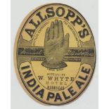 Beer label, Allsopp's, India Pale Ale, c1880, bottled by W Whyte Hotel, Barrhead, (v.o), (punch