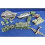 Military Toys, including Dinky Toys 660 Tank Transporter, 651 Centurion Tank, 643 Army Water Tanker,