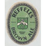 Beer label, Reffell's Bexley Brewery, Kent, Brown Ale, (v.o), (sl edge damage, fair) (1)