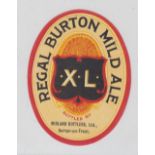 Beer label, Midland Bottlers Ltd, Burton on Trent, Regal Burton Mild Ale, 95mm high, (vertical oval)