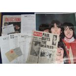 Music memorabilia, Beatles Fan Club material etc inc. membership card 1968-1970, 1968 poster,