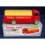 A Dinky Toys 991 Shell A.E.C Tanker, red body, yellow tanker, grooved hubs, silver trim, in original