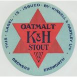 Beer label, Kinnell & Hartley Ltd, Emsworth, Oatmeal Stout, (circular) (gd) (1)