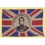 Trade silk, Anon, Union Jack Flag with circular centrepiece showing 'His Majesty King Edward