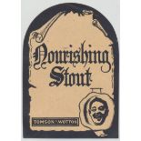 Beer label, Tomson & Wotton Ltd, Ramsgate, Nourishing Stout, tombstone, (95mm high) (vg) (1)