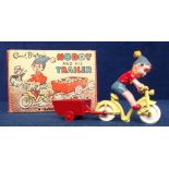 A Budgie Toy No.311 Noddy And His Trailer, issued 1960-61, yellow bicycle, red trailer, plastic