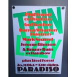 Music memorabilia, Thin Lizzy Phil Lynott concert poster, Paradiso club, Netherlands, 31st Oct 1982,