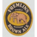 Beer label, Fremlin's, Maidstone, Double Elephant Brown Ale, very scarce small v.o, 68mm high, (sl