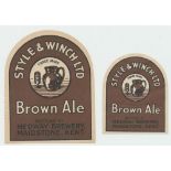 Beer labels, Style & Winch Ltd, Maidstone, Brown Ale, 2 different size tombstone labels for Brown