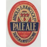 Beer label, Arnold & Hancock Ltd, Taunton & Wiveliscombe, Pale Ale, 110mm high, (v.o), (vg) (1)