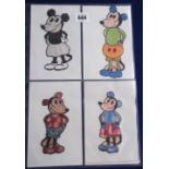 Tobacco silks, Turmac, Mickey & Minnie Mouse, four different diecut embroidered silks (gd) (4)
