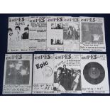 Music memorabilia, Cripes Scottish Punk Fanzine 1977-78, inc nos 13-16, 19-20, 28, 31 & 34 with back